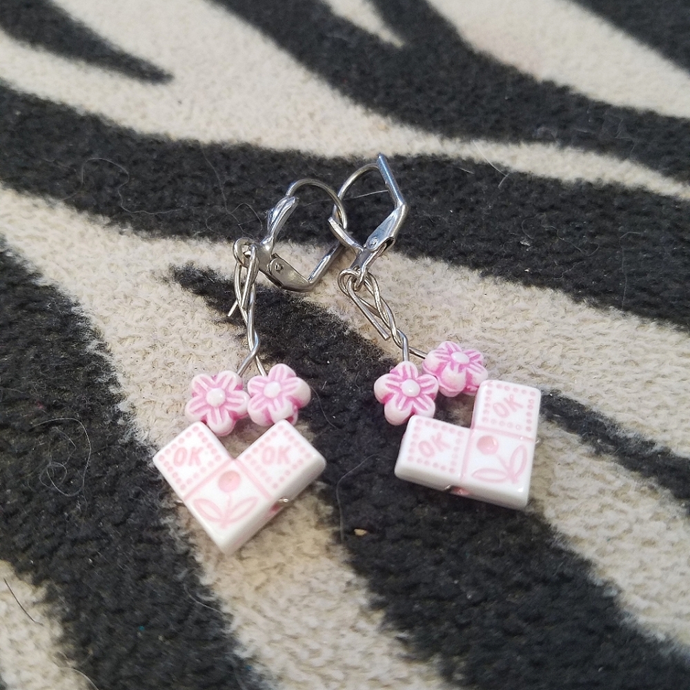 Y2K Handmade Earrings- Pink OK